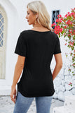 Ruched Square Neck Short Sleeve T-Shirt - Trendsi