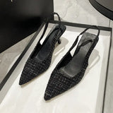 Point Toe Kitten Heel Slingback Pumps - Trendsi - Flyclothing LLC