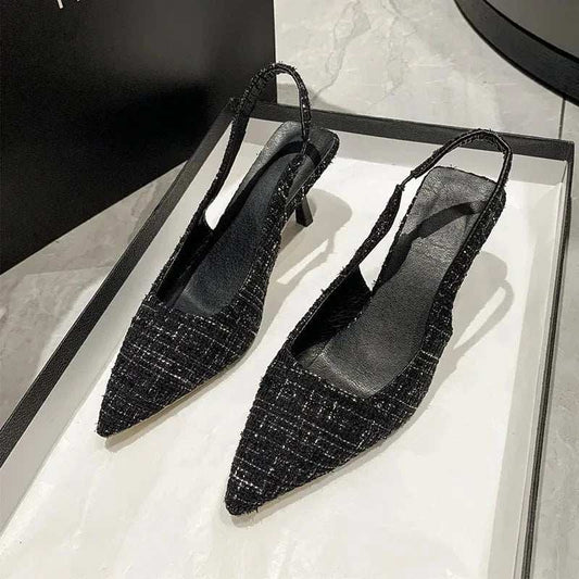 Point Toe Kitten Heel Slingback Pumps - Trendsi - Flyclothing LLC