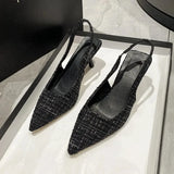 Point Toe Kitten Heel Slingback Pumps - Trendsi