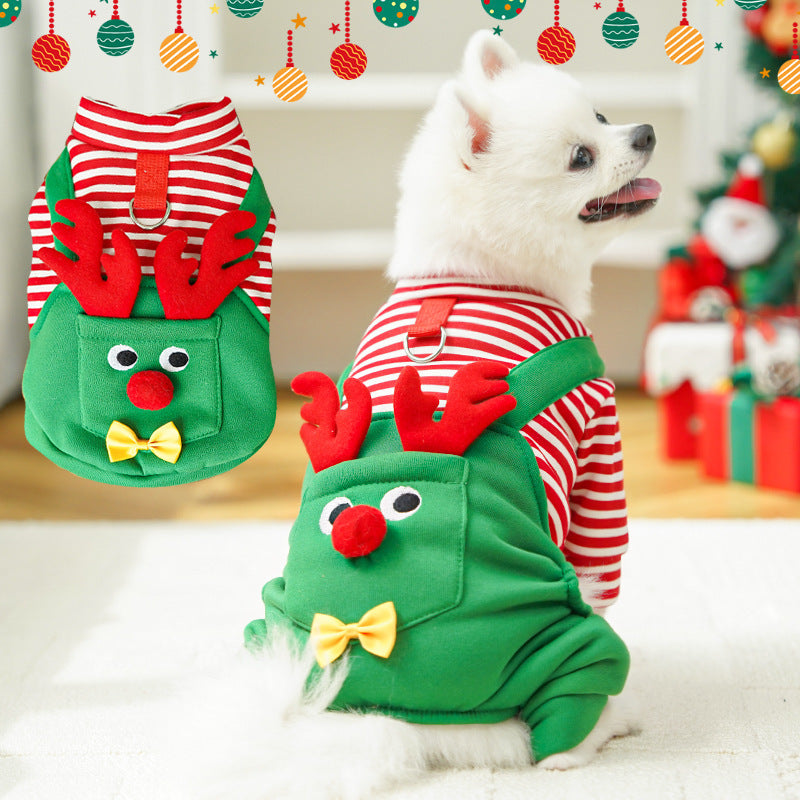 Christmas Pet Dogs Cats Coats Dress Up Costume Elk Pocket Sweatshirt Teddy Bichon Puppy Kitten Vest Xmas Warmer Pets Clothes - My Store - Flyclothing LLC