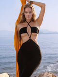 Backless Halter Neck Cover-Up Dress - Trendsi