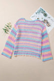 Openwork Side Slit Round Neck Striped Cover Up - Trendsi - Flyclothing LLC