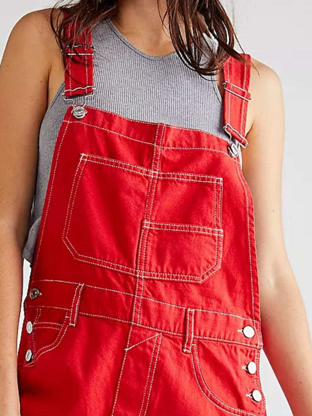 Wide Strap Square Neck Denim Overalls - Trendsi - Flyclothing LLC