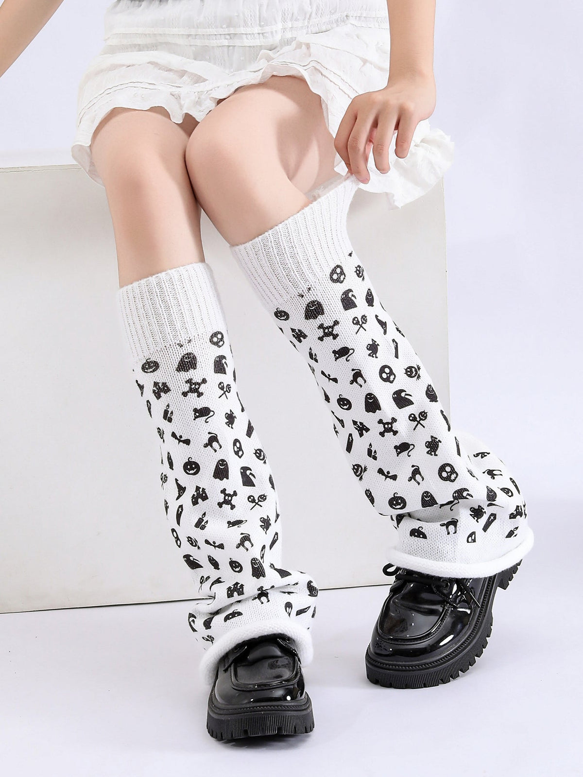 Women Girls Neon Halloween Print Knit Flared Leg Warmers Slouch Socks For Party Clubwear - My Store - Flyclothing LLC