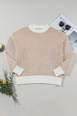 Round Neck Dropped Shoulder Sweater - Trendsi - Flyclothing LLC