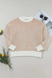 Round Neck Dropped Shoulder Sweater - Trendsi - Flyclothing LLC