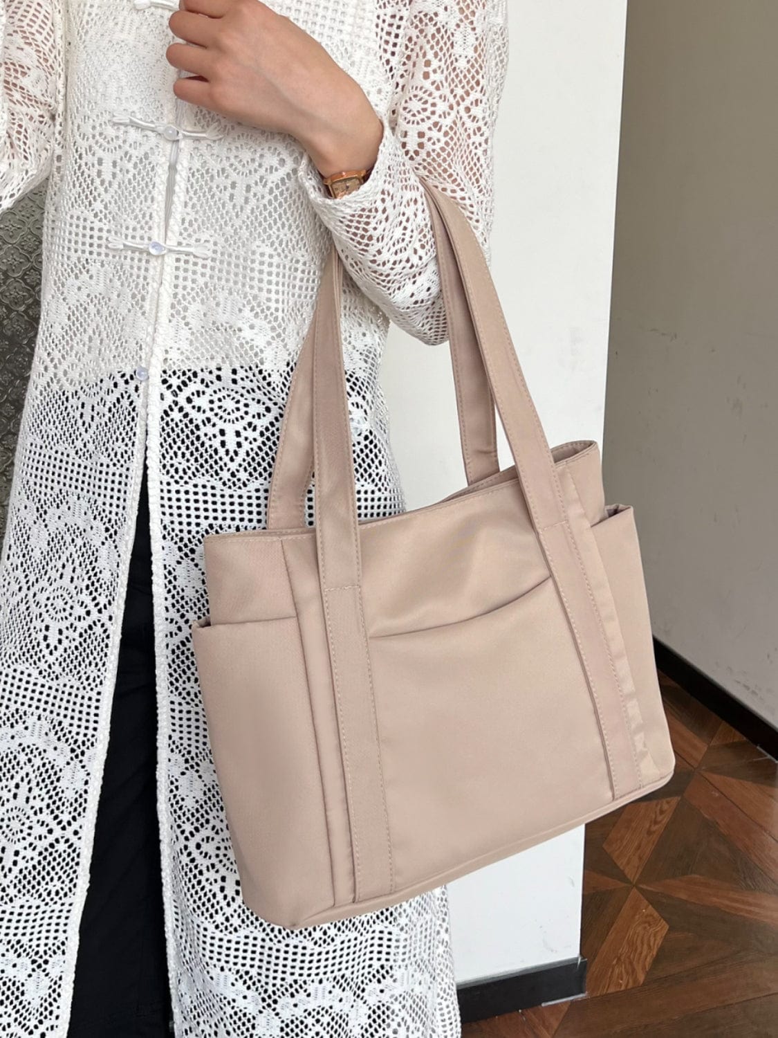 Oxford Cloth Tote Bag with Zipper - Trendsi