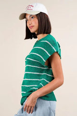 VERY J Striped Knit Sweater Vest Top - Trendsi - Flyclothing LLC