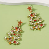 Christmas Tree Earrings with Rhinestones - Trendsi - Flyclothing LLC