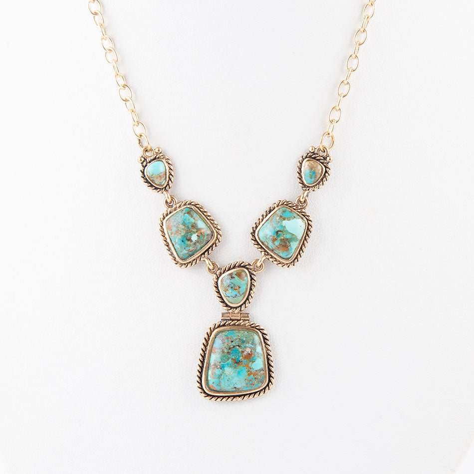Earth and Sky Blue Turquoise Golden Necklace - Barse Jewelry - Flyclothing LLC
