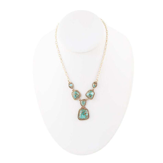 Earth and Sky Blue Turquoise Golden Necklace - Barse Jewelry - Flyclothing LLC