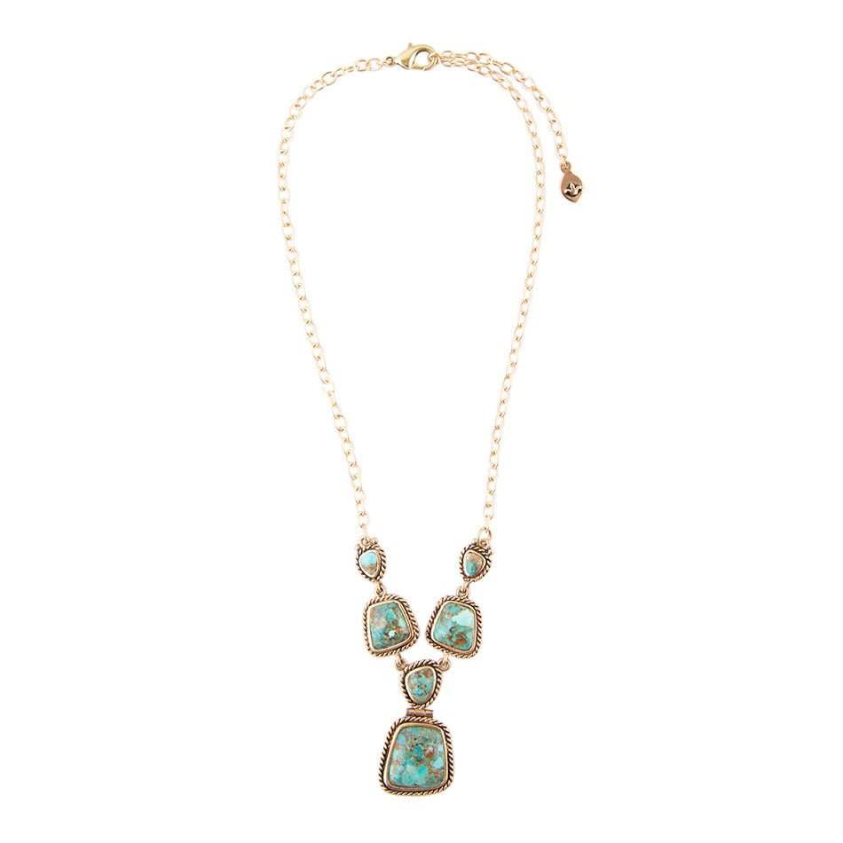 Earth and Sky Blue Turquoise Golden Necklace - Barse Jewelry - Flyclothing LLC