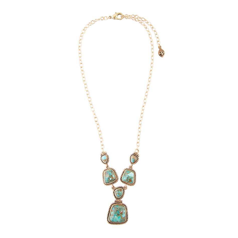 Earth and Sky Blue Turquoise Golden Necklace - Barse Jewelry - Flyclothing LLC