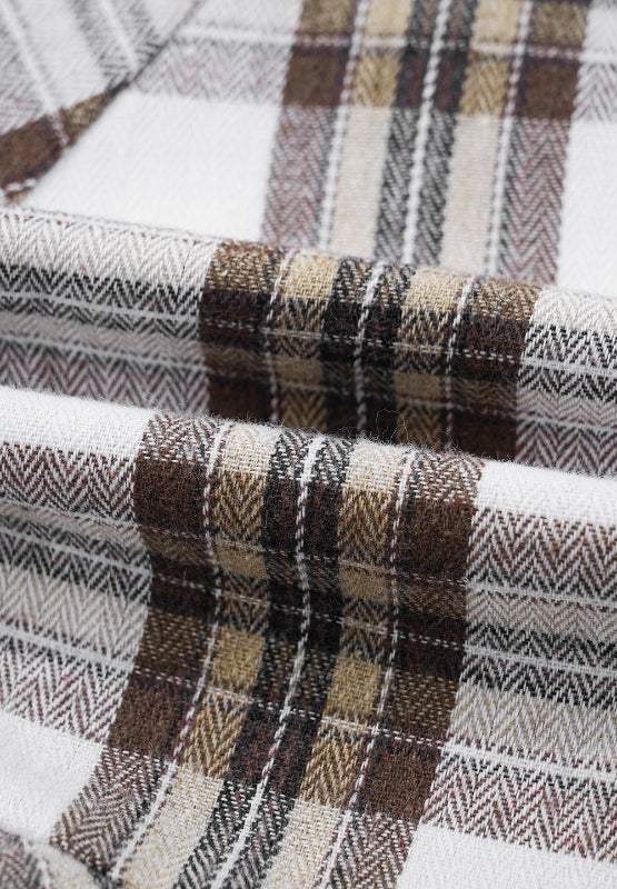 Full Size Plaid Collared Neck Balloon Sleeve Mini Shirt Dress - Trendsi - Flyclothing LLC
