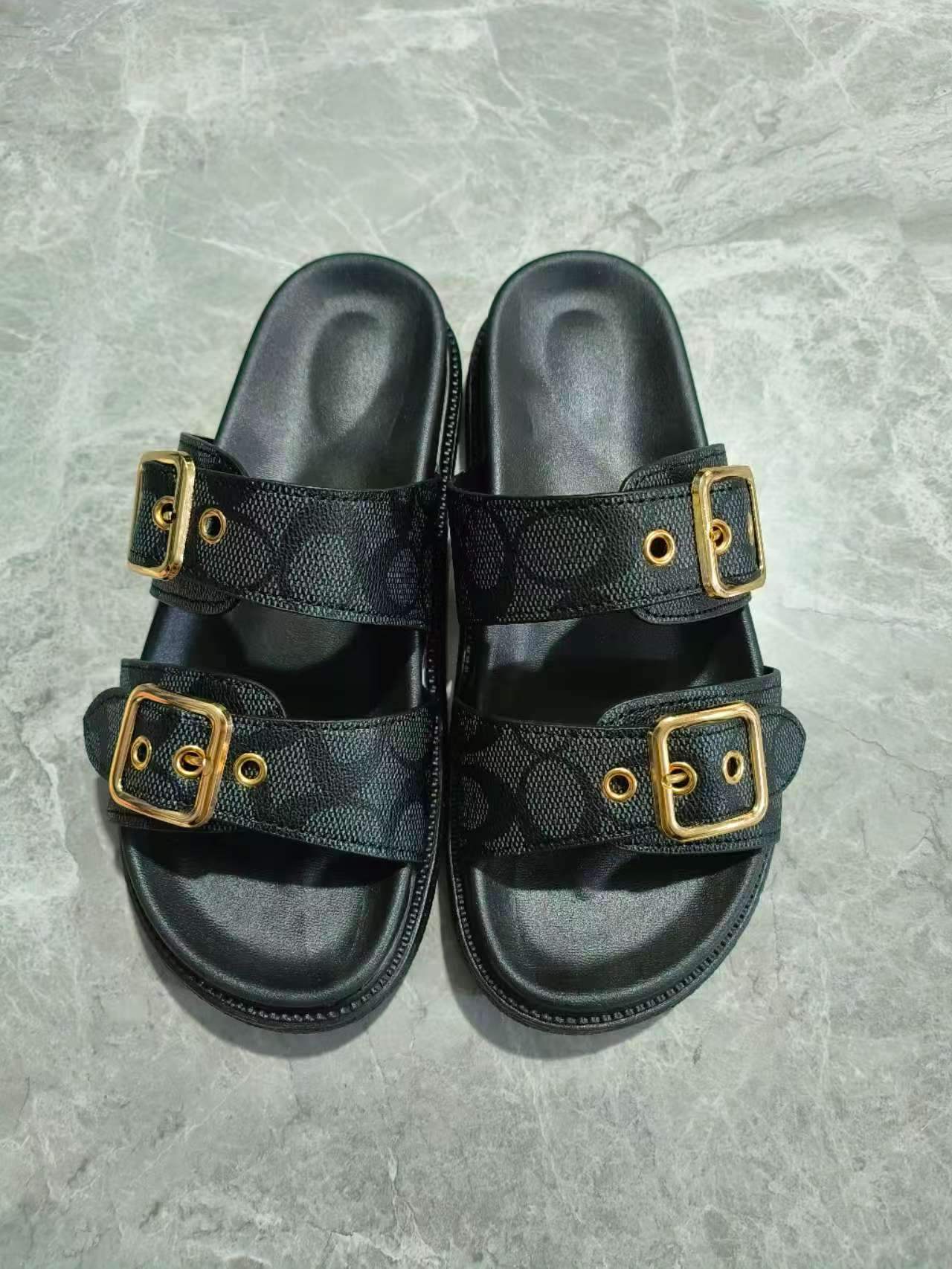 Open Toe Double Buckle Sandals - Trendsi - Flyclothing LLC