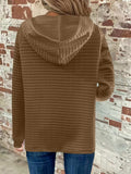 Full Size Texture Button Detail Drawstring Long Sleeve Hoodie - Trendsi - Flyclothing LLC