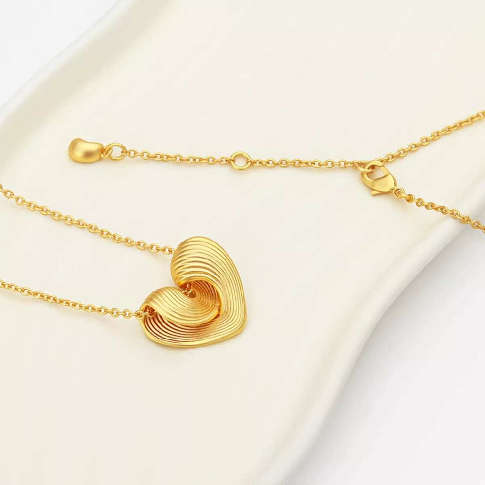 18K Gold-Plated Heart Pendant Necklace - Trendsi - Flyclothing LLC