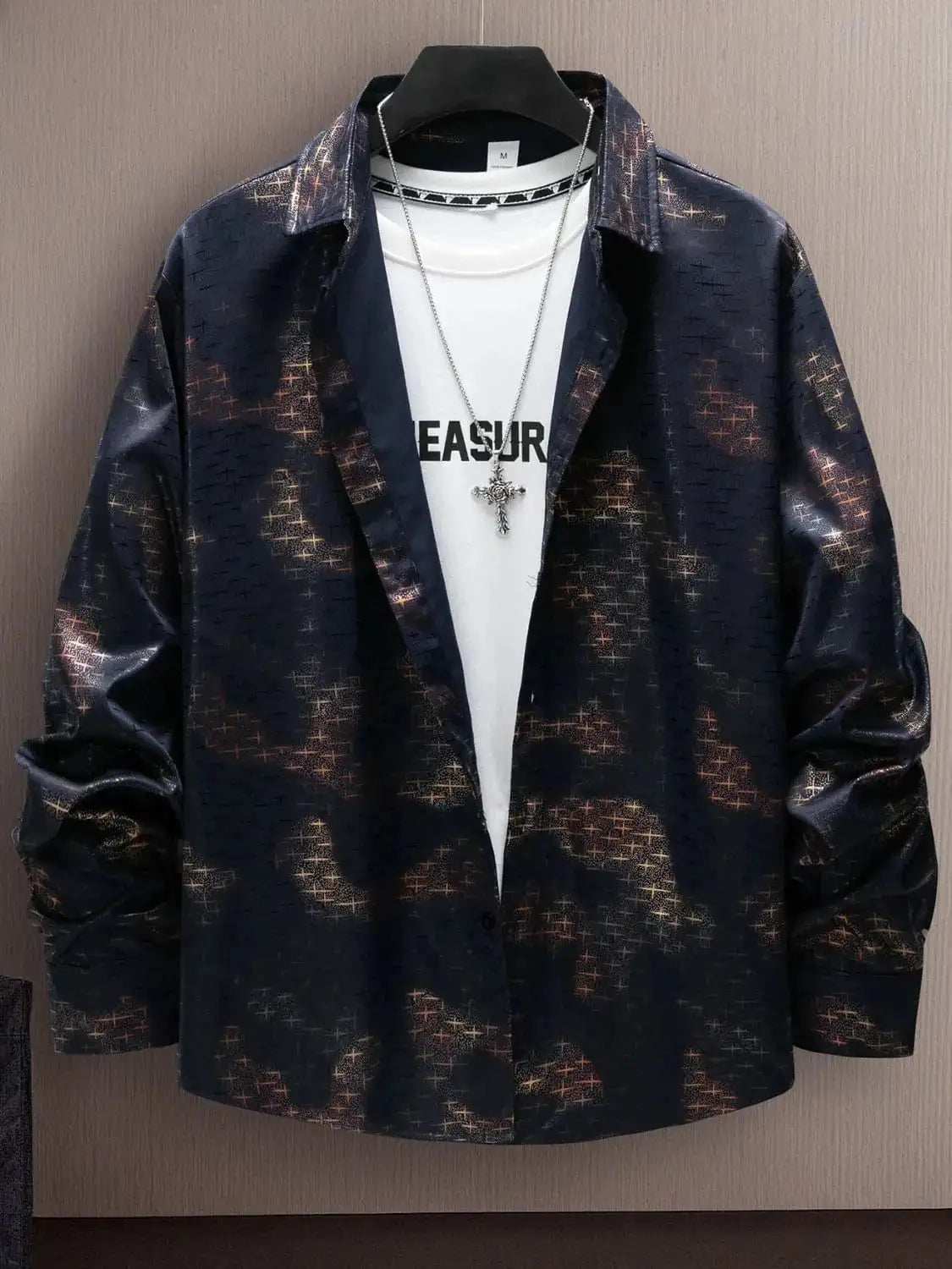 Men's Full Size Collared Neck Long Sleeve Shirt Plus Size - Trendsi - Flyclothing LLC