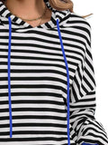 Drawstring Striped Long Sleeve Hoodie - Trendsi - Flyclothing LLC