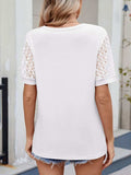 Lace Short Sleeve T-Shirt - Trendsi - Flyclothing LLC