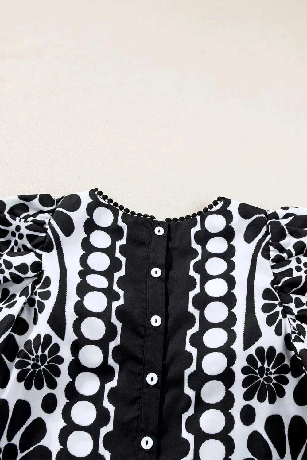 Printed Round Neck Half Sleeve Blouse - Trendsi - Flyclothing LLC