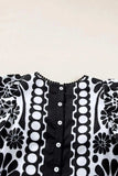 Printed Round Neck Half Sleeve Blouse - Trendsi - Flyclothing LLC