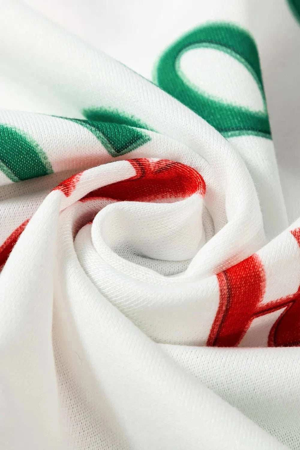 Letter Print Round Neck Long Sleeve Top and Shorts Set - Trendsi - Flyclothing LLC