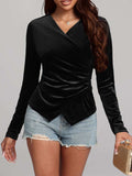 Ruched Surplice Long Sleeve Top - Trendsi - Flyclothing LLC