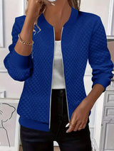 Textured Zip Up Long Sleeve Jacket - Trendsi - Flyclothing LLC
