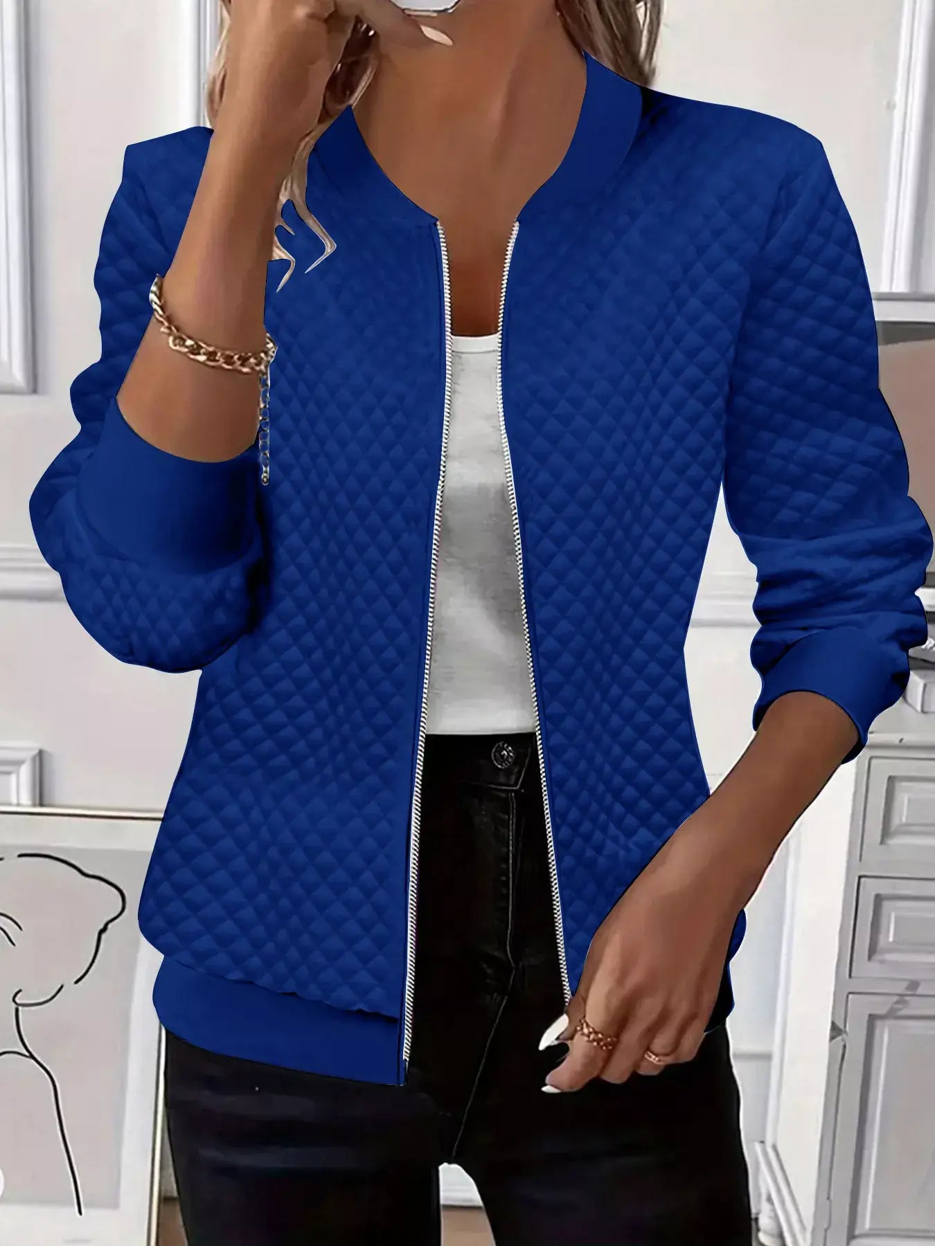 Textured Zip Up Long Sleeve Jacket - Trendsi - Flyclothing LLC