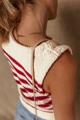Stripe Textured Knit Ribbed Hem Sweater Tank - Trendsi - Flyclothing LLC