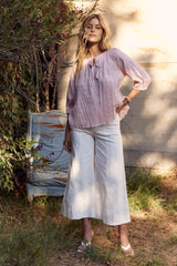 In February Textured Tie Neck Blouse - Trendsi
