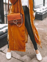 Open Front Long Sleeve Longline Cardigan - Trendsi - Flyclothing LLC