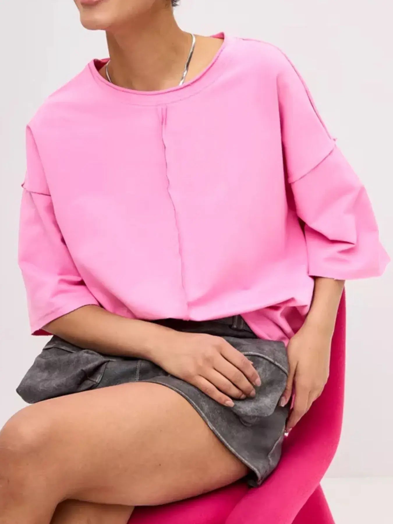 Round Neck Half Sleeve T-Shirt - Trendsi - Flyclothing LLC