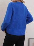 V-Neck Long Sleeve Sweater - Trendsi - Flyclothing LLC