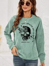 Skull Graphic Dropped Shoulder Sweatshirt - Trendsi - Flyclothing LLC
