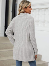 Ribbed Mock Neck Long Sleeve T-Shirt - Trendsi - Flyclothing LLC
