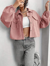 Collared Neck Dropped Shoulder Jacket - Trendsi - Flyclothing LLC