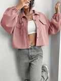 Collared Neck Dropped Shoulder Jacket - Trendsi - Flyclothing LLC