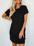 Round Neck Short Sleeve Mini Dress - Trendsi - Flyclothing LLC