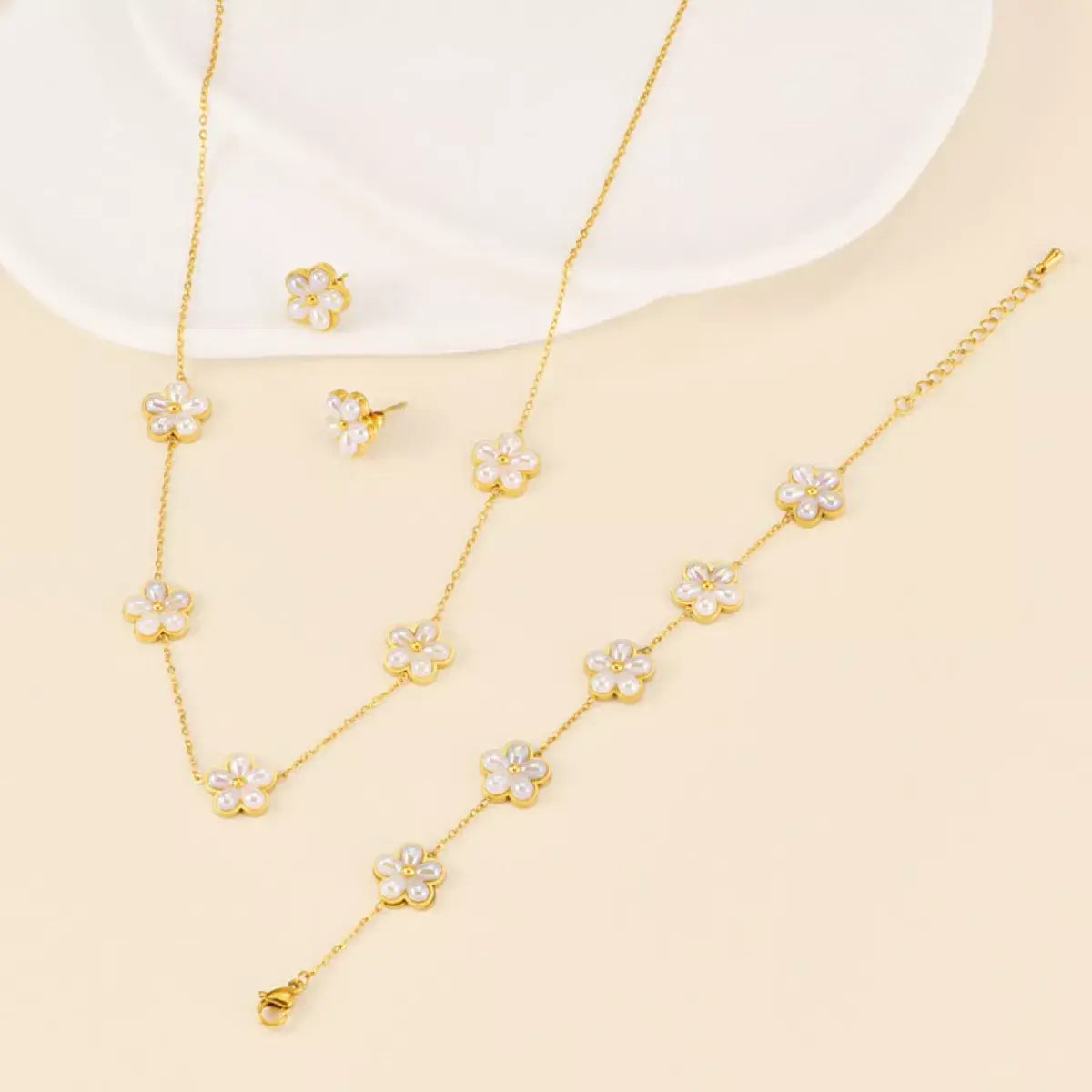 18K Gold-Plated Flower Jewelry Set - Trendsi - Flyclothing LLC