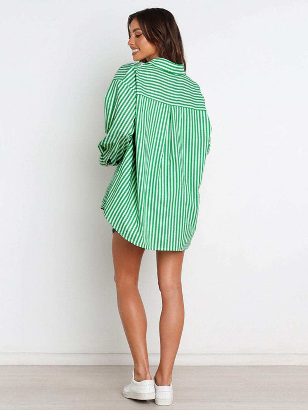 Striped Dropped Shoulder Shirt and Shorts Set - Trendsi - Flyclothing LLC
