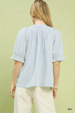 Umgee Stripe V-Neck Blouse - Trendsi - Flyclothing LLC