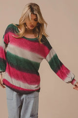 BiBi Striped Gradation Print Knit Top - Trendsi - Flyclothing LLC