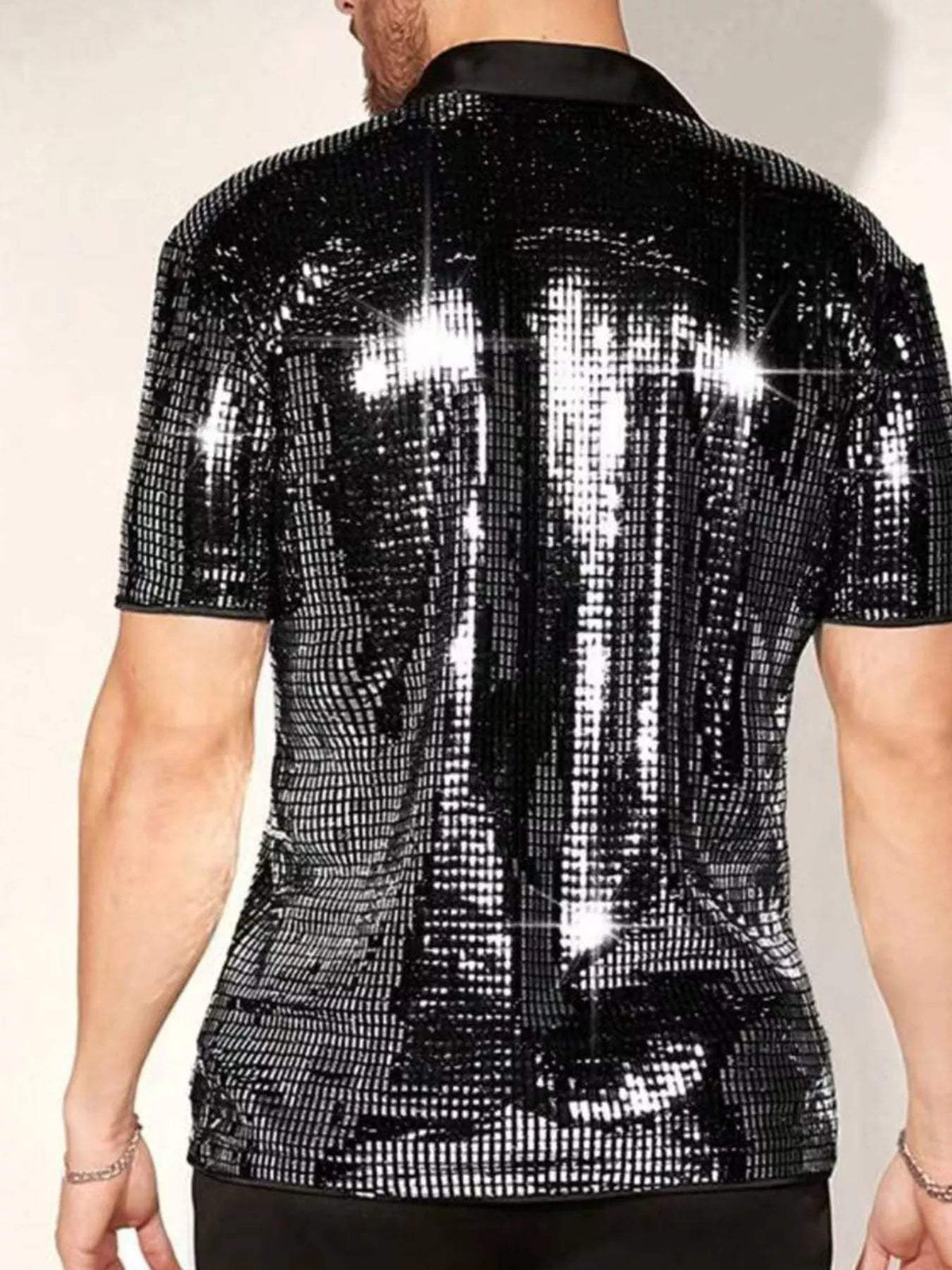 Men's Sequin Button Up Shirt - Trendsi - Flyclothing LLC