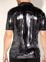 Men's Sequin Button Up Shirt - Trendsi - Flyclothing LLC