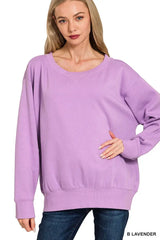 Zenana Fleece Boat Neck Sweatshirt - Trendsi - Flyclothing LLC