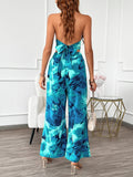 Devine Printed Halter Neck Top and Pants Set - Trendsi