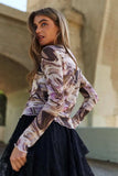 J.NNA Marble Design Long Sleeve Mesh Top - Trendsi - Flyclothing LLC